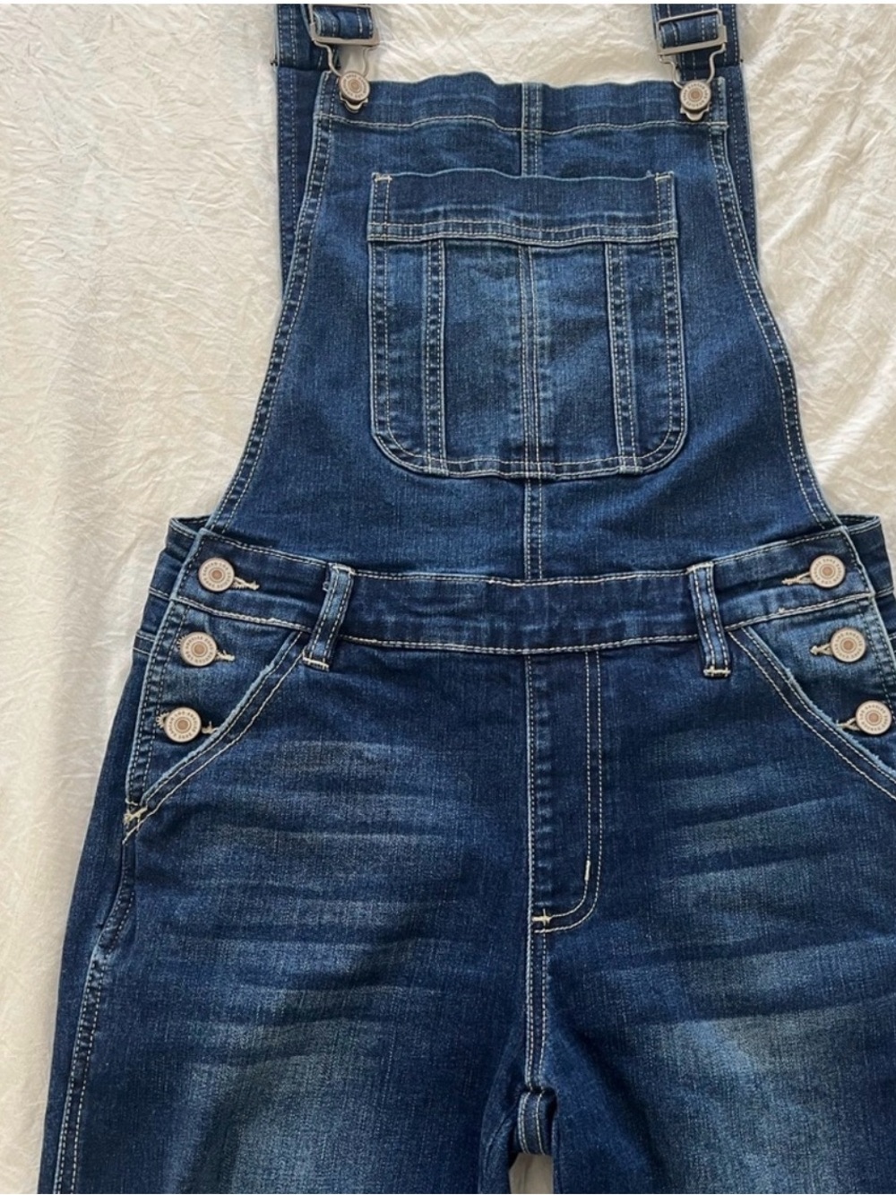 KanCan Dark Blue Distressed Denim Overalls for Women - Picture 3 of 7